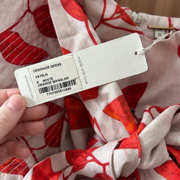 NWT Johanna Ortiz Desirade Dress Midi Sleeveless Cutout Womens 6 Date Leaf Print - Picture 8 of 16